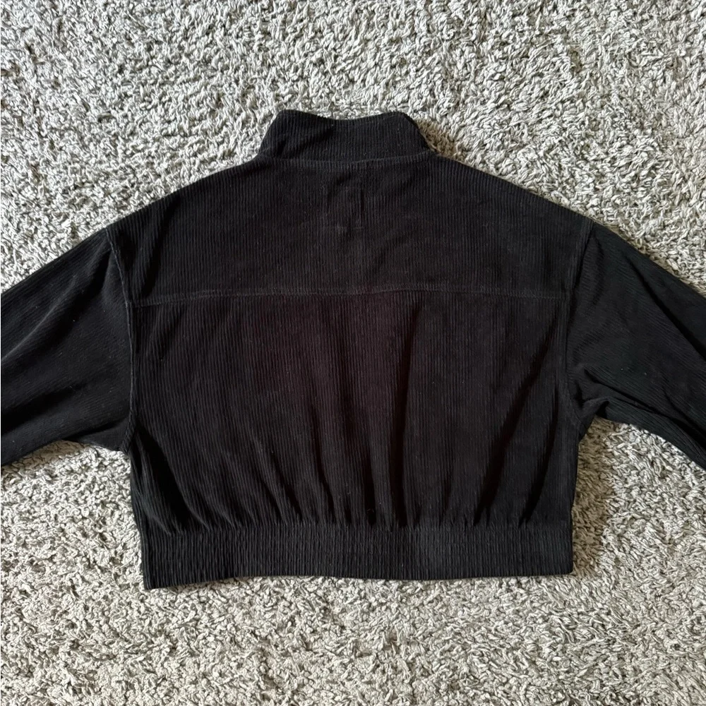 Aerie - Cropped Corduroy Black Zip-up Jacket - Picture 5 of 5